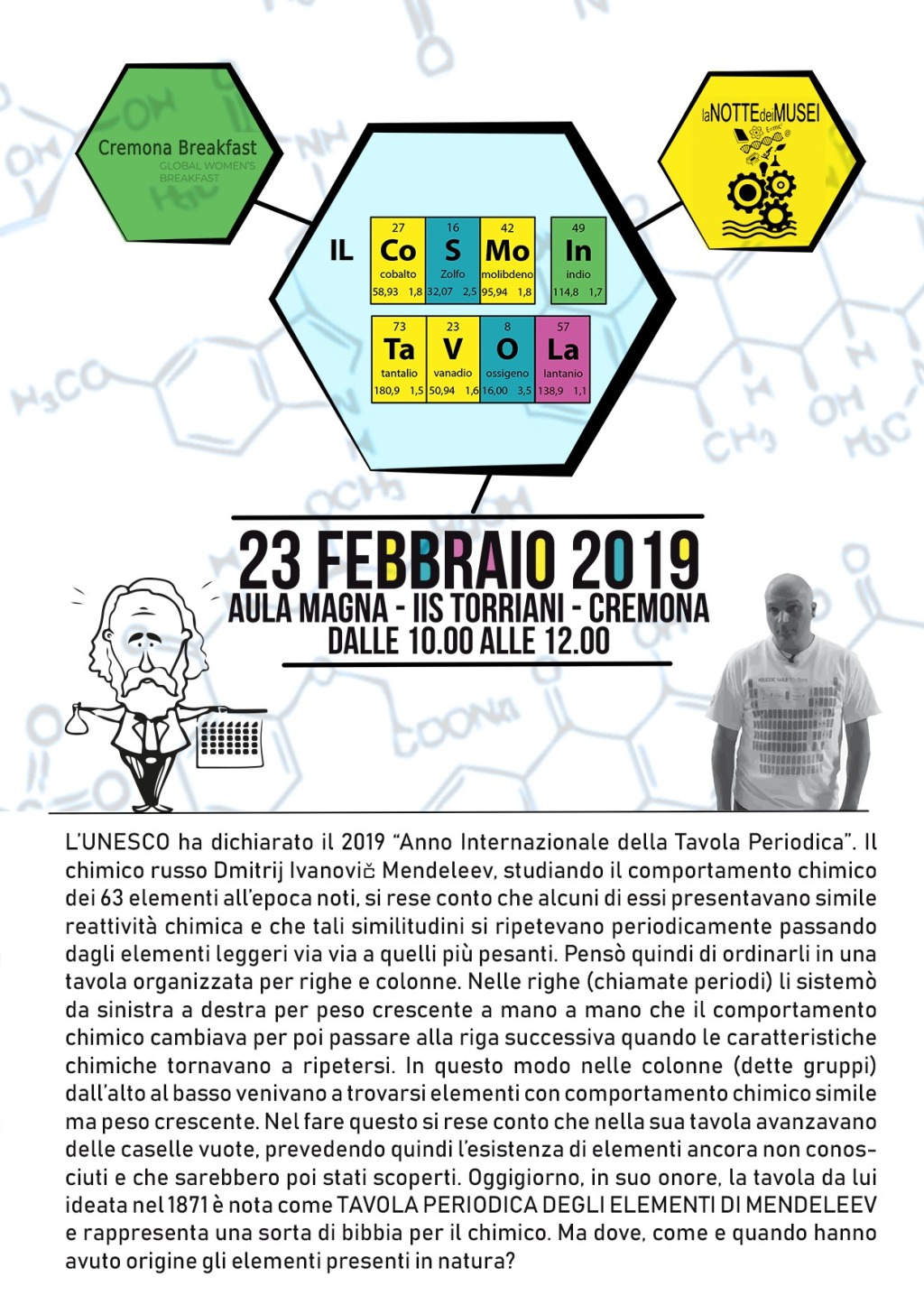 23 febbraio: Conferenza di Cristian Gambarotti sulla Tavola Periodica